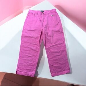 Ralph Lauren Denim Jean Capris Women Size  10 Wide Leg Crop Pink Blend Cuffed